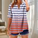 thumbnail image 1 of mfyjkho Tops Y Blusas Para Mujer, Camiseta Holgada De Manga Corta Con Cuello En V, Rayas Y Degradado De Color Para Mujer, Con Botones De Verano Tops De Gimnasio Para Mujer Xl, 1 of 5
