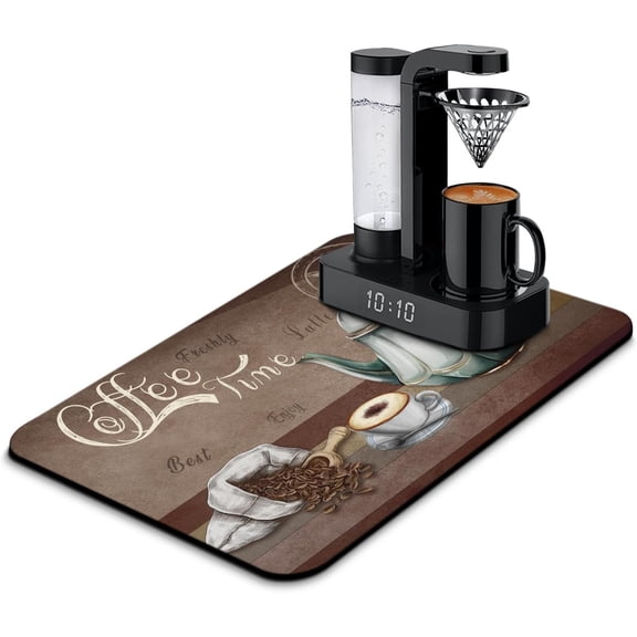 Coffee Mat 23inx15in,Coffee Bar Mat for Countertops,Absorbent Hide Stain Anti-Slip Coffee Bar Accessories Fit Under Coffee Machine Mat,Dish Drying mats for Kitchen