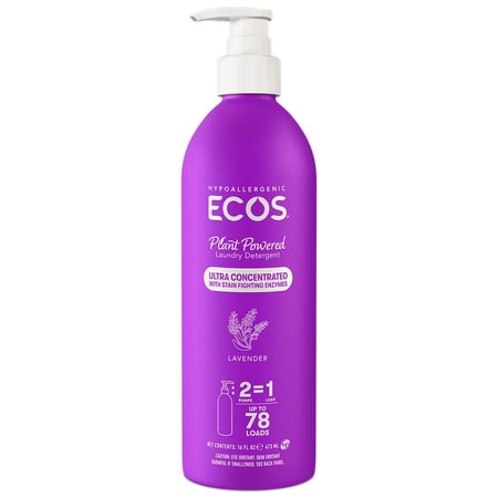 ECOS Hypoallergenic Liquid Laundry Detergent, Ultra Concentrated, Lavender, 16 Fl oz