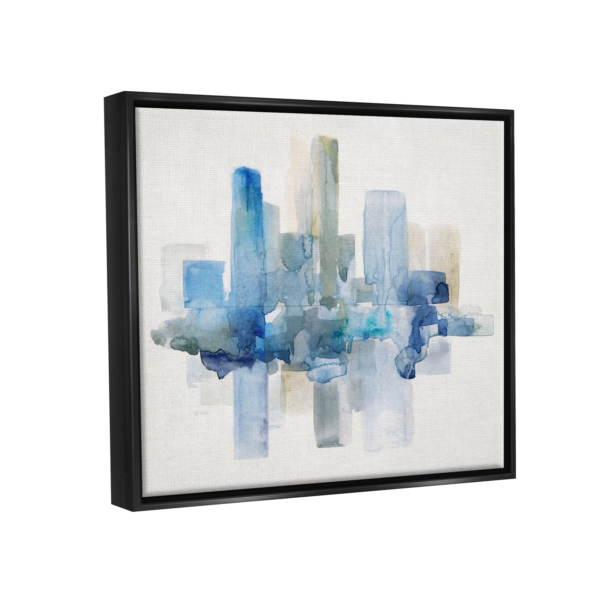 Stupell Industries Blocked Abstract Cityscape Scene Reflection Watercolor Detail Painting Luster Gray Floating Framed Canvas Print Wall Art, Design by Sally Swatland