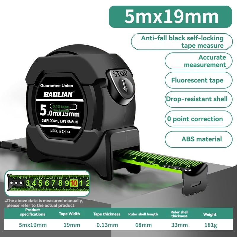 Self Locking Fluorescent Steel Tape Measure High-Precision Laser Inkjet Code Box Ruler Measuring Tool Widened Meter Ruler