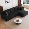thumbnail image 3 of Lunale 95" L-Shaped Modular Sectional Sofa, No Assembly Required, Boneless Corduroy Cloud Couch for Living Room, Black(Right Facing Chaise), 3 of 7