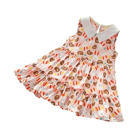

Kukoosong Summer Toddler Girls Casual Dresses Toddler Kids Baby Girl Clothes Fashion Cute Flying Sleeve Sweet Flower Print Ruffle Dress Watermelon Red 2-3 Years