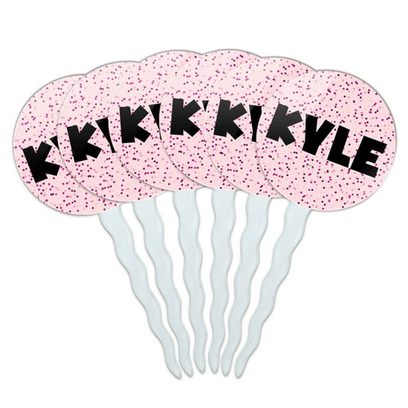 Kyle Cupcake Picks Toppers - Set of 6 - Pink Speckles