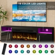 BOSSIN Fireplace TV Stand with 36 inch Fireplace Up to 80 TVs,LED Light Entertainment Center with Highlight Storage Cabinet for living room