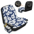 thumbnail image 3 of Uorisanigo Lawn Mower Seat Cover, Weatherproof Blue Hibiscus Flowers Tractor Seat Cover with Drink Pouch, 12.5''-14'' High Seats, Universal Riding Lawn Mower Seats Covers, 3 of 7
