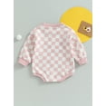 thumbnail image 4 of Wassery Baby Girls Boys Sweatshirt Rompers Checkerboard Print Long Sleeve One Piece Jumpsuit 6 12 18 24 Months Newborn Infant Cute Clothes, 4 of 8
