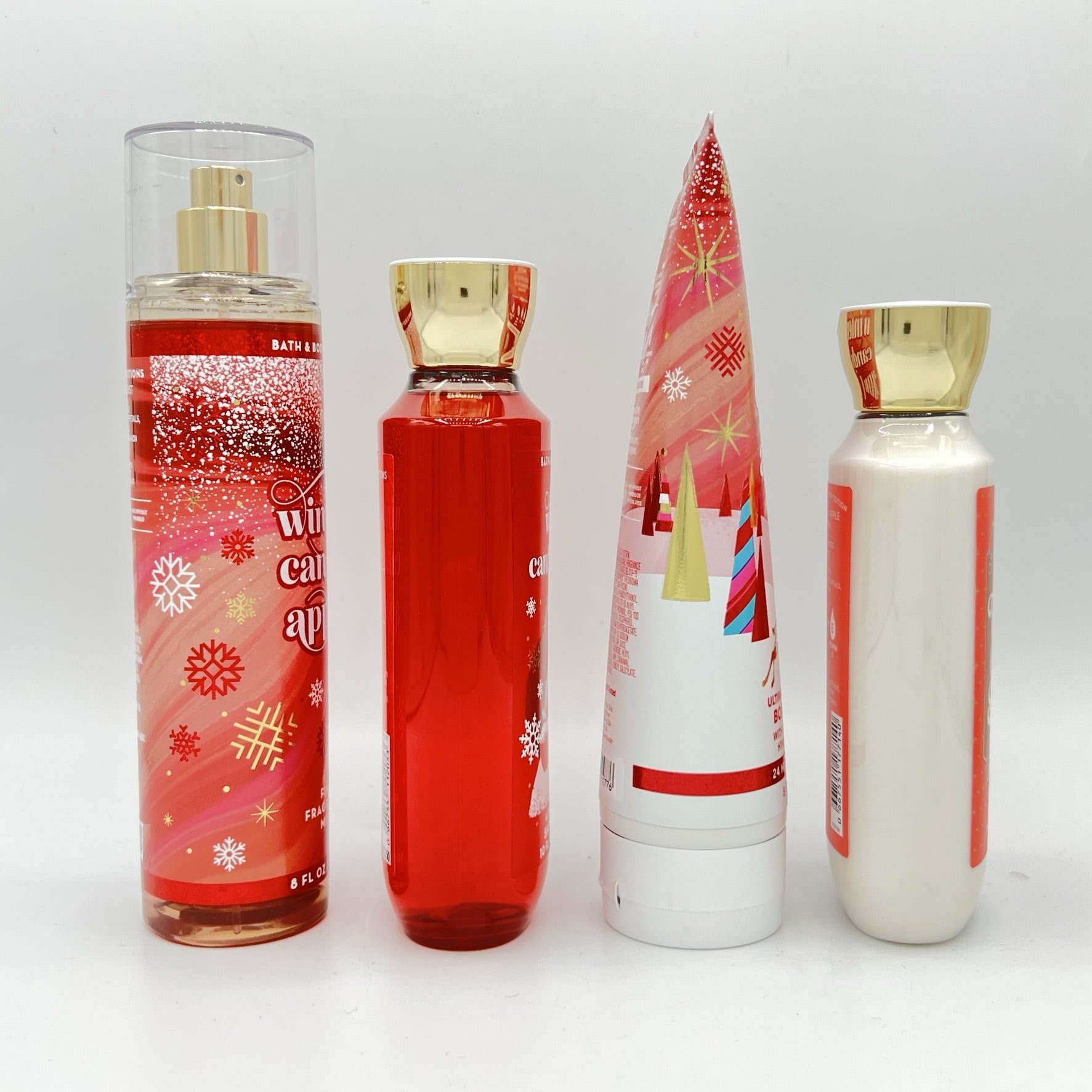 Bath and Body Works Winter Candy Apple 8oz Fine Fragrance Mist, 10oz Shower Gel, 8oz Body Cream and 8oz Body Lotion 4-Piece Bundle