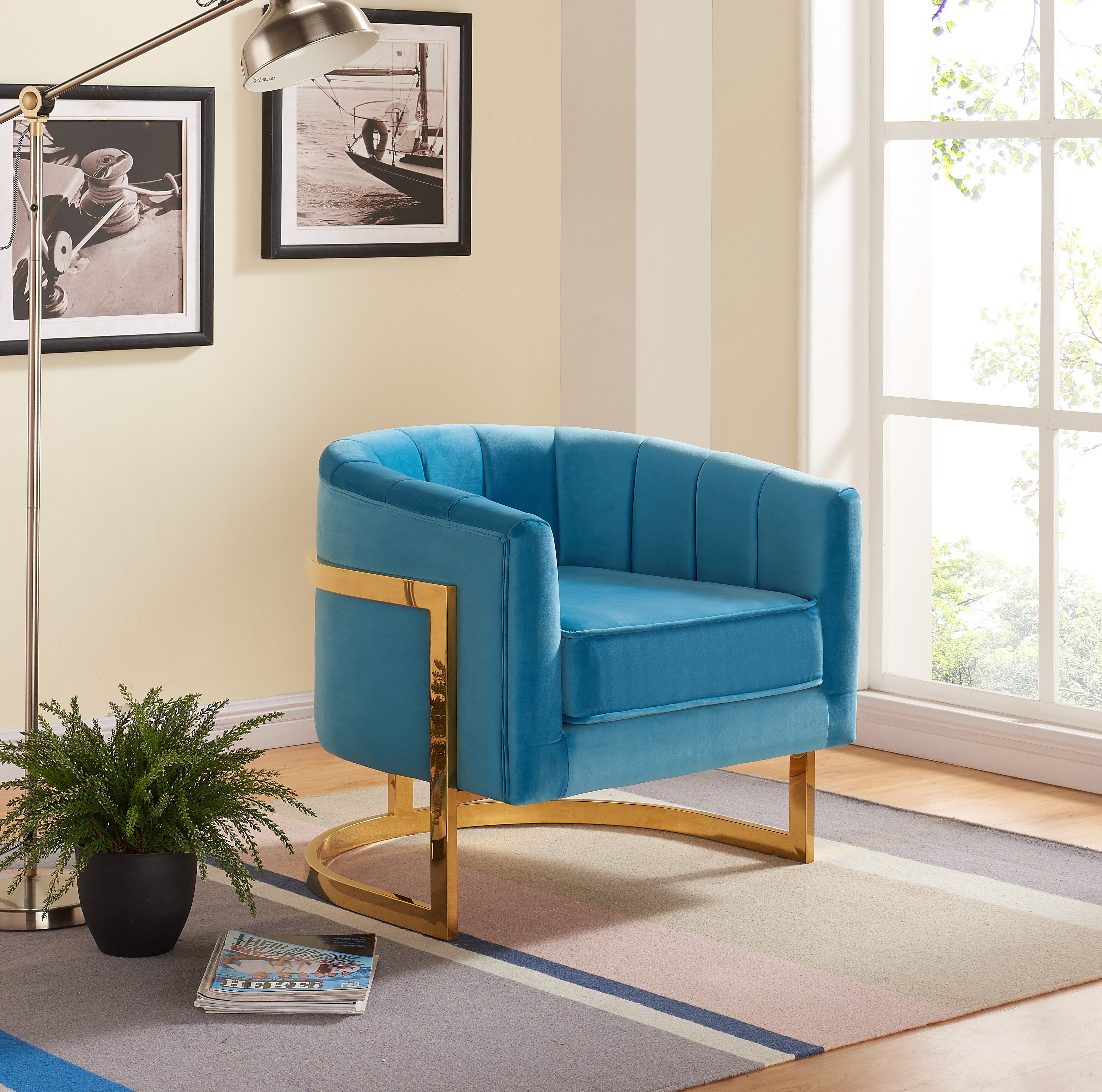 Carter Aqua Velvet Accent Chair