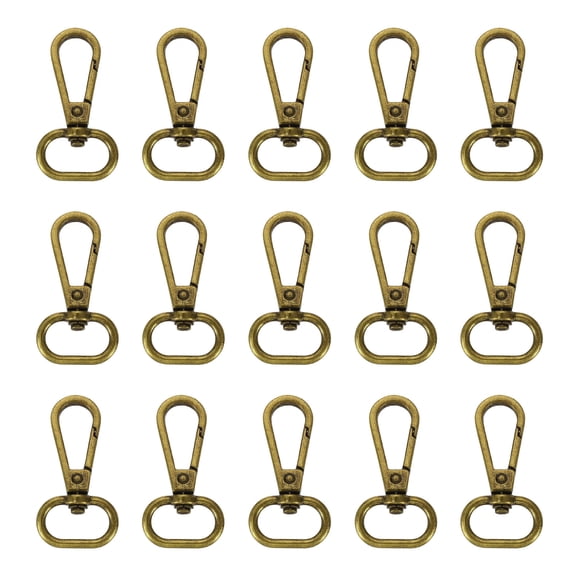 Uxcell 15Pack Swivel Clasps, 0.8" Oval Ring Lobster Clasp Claw Push Gate Snap Hook, Bronze