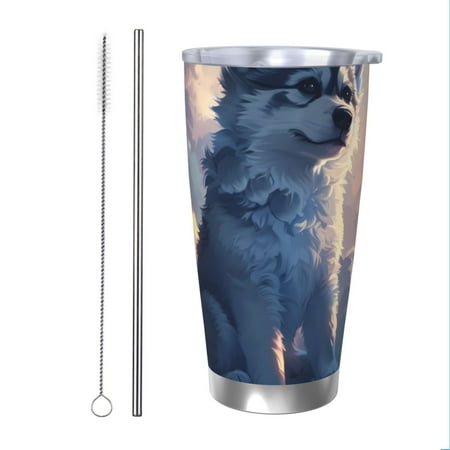 

Goofa Cloud Wolf for 20 oz Skinny Tumbler Stainless Steel Coffee Mug Slim Vacuum Insulated Travel Cup Car Cup-Straw Two-piece Set