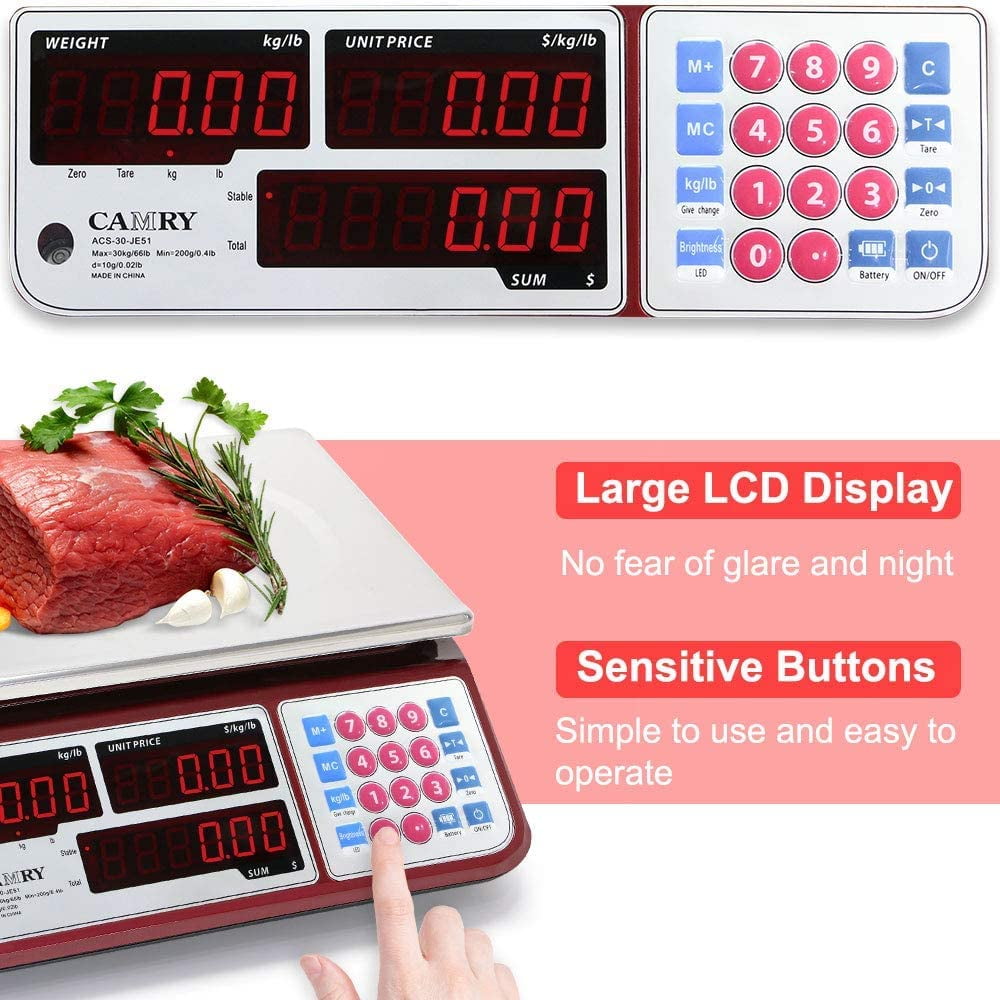GSG 60-Pound 30Kg Digital Price Food Meat Produce Computing Scale for  Cafeteria