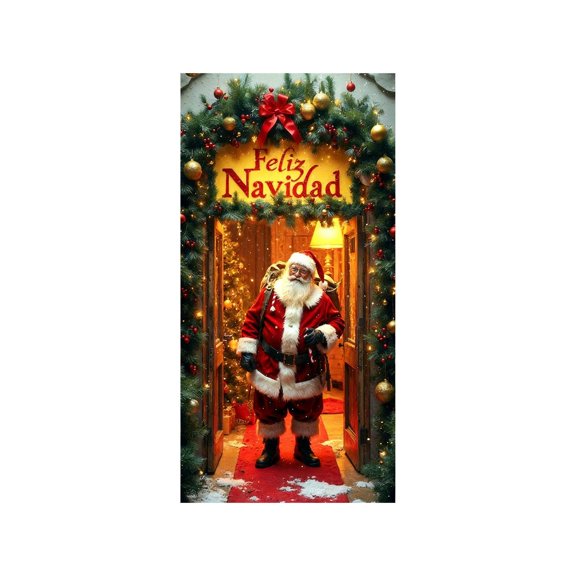 70.87" x 35.43" Christmas Door Cover Winter Door Curtain for Front Door Wall Holiday Xmas Party Home Decor