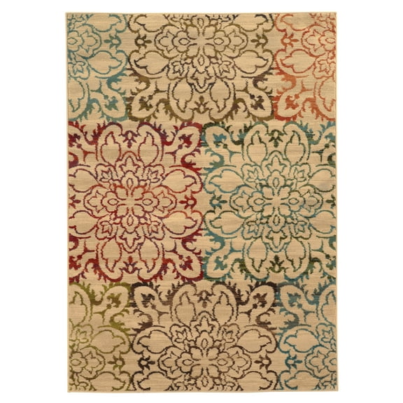 Sphinx Emerson Area Rug 4872A Casual Ivory Circles Leaves 3' 10" x 5' 5" Rectangle