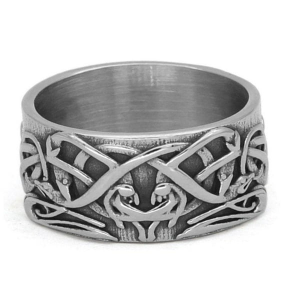 Norse Knot Ring Mens Womens Silver 316L Stainless Steel Celtic Viking Band