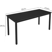 Soges Large Office Desk Wood Writing Desk with Metal Frame Computer Desk Black, 55inch
