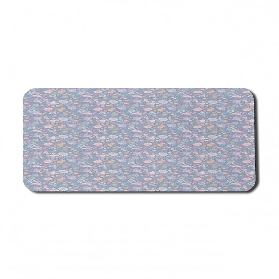 Floral Computer Mouse Pad, Botanical Romantic and Victorian Illustration of Mix Flowers in Pastel Tones, Rectangle Non-Slip Rubber Mousepad X-Large, 35" x 15" Gaming Size, Multicolor, by Ambesonne