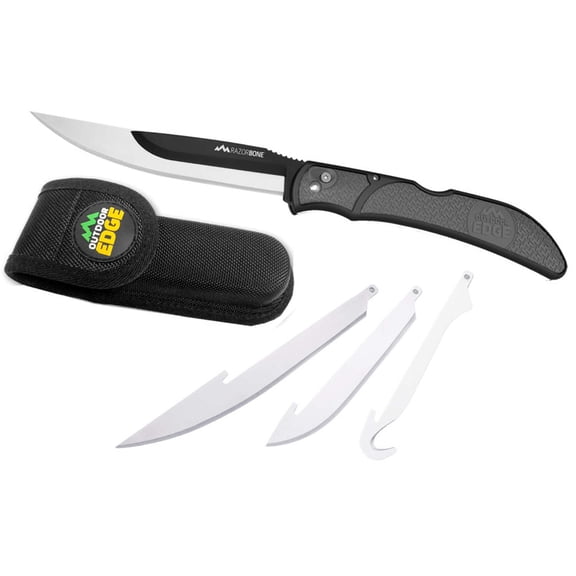 Outdoor Edge Cutlery Razor-Bone Fixed Knife, 6-Blade Combo Set, 5in, Gray, Blister