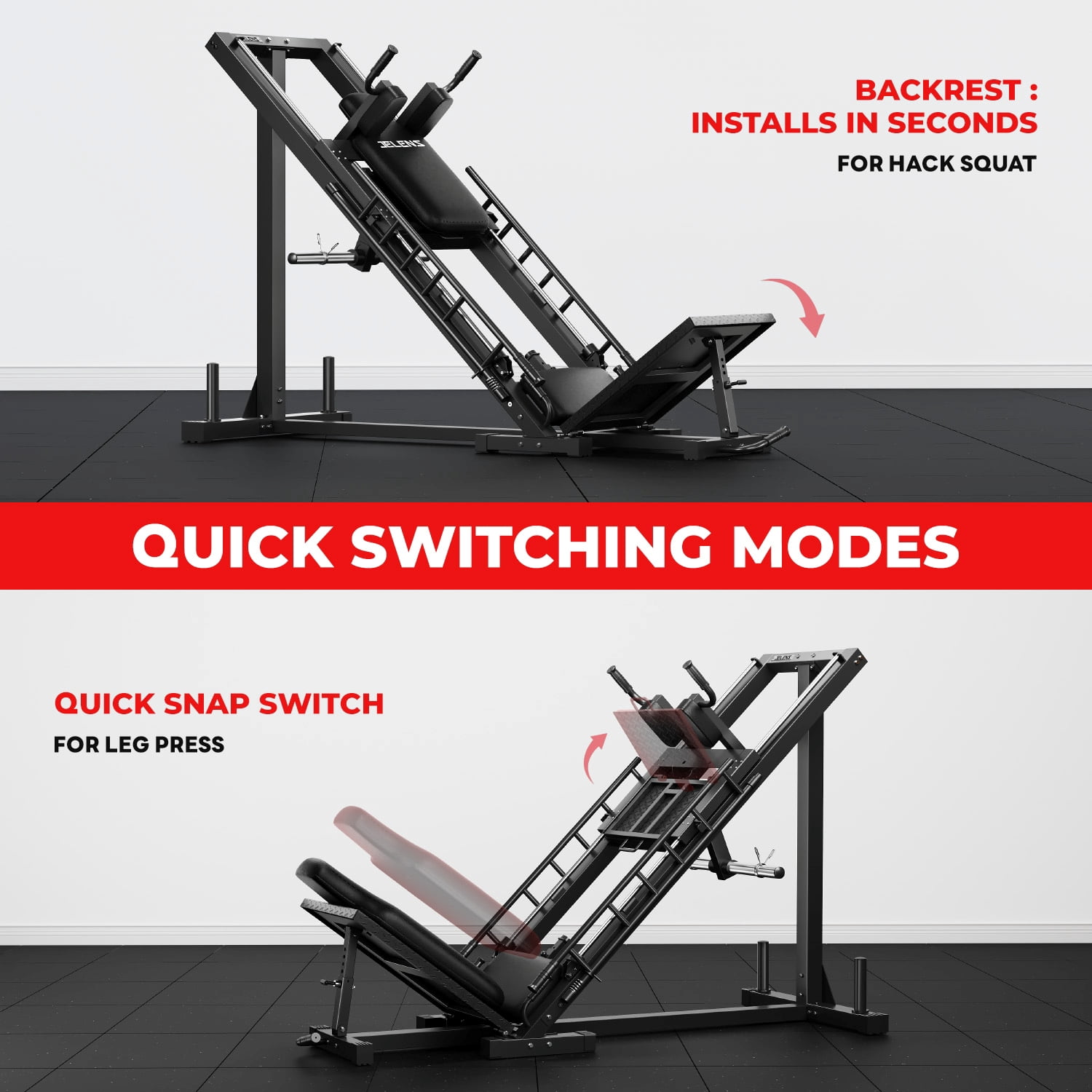1100lb Leg Press Machine,Hack Squat Machine with Linear Bearings for Home Gym，Professional Adjustable Strength Training