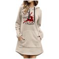 thumbnail image 4 of Womens Christmas Casual Solid Color Printing Pullover Hooded Pocket Long Sleeve Dress Sweatshirts, 4 of 6