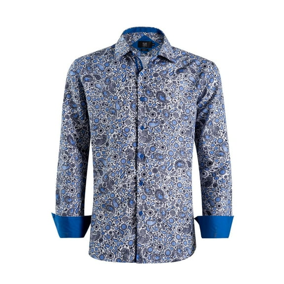 Elie Balleh Baby Blue Boy's Slim Fit Paisley Dress Button-Down Shirt