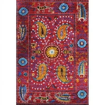 Pasargad Home Sultanabad 67" x 97" Sari Silk Fabric Runner Rug in Red