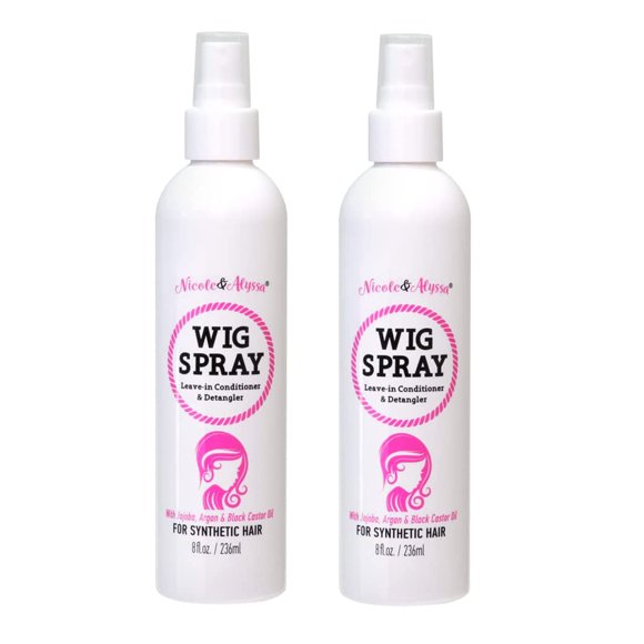 Nicole & Alyssa - Vaporisateur pour Perruque pour Cheveux Synthétiques 8oz - Revitalisant Sans Rinçage, Démêlant, Hydratant (Lot de 2)