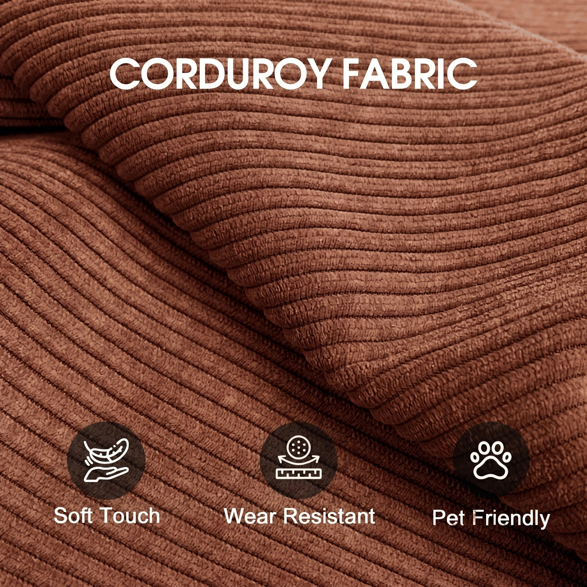 AISWORD Convertible Sleeper Sofa Bed with Cylindrical Pillow, Corduroy Folding Mattress Couch with Fixed-Shape Frame, Floor Sofa Lounge Couch, Brown