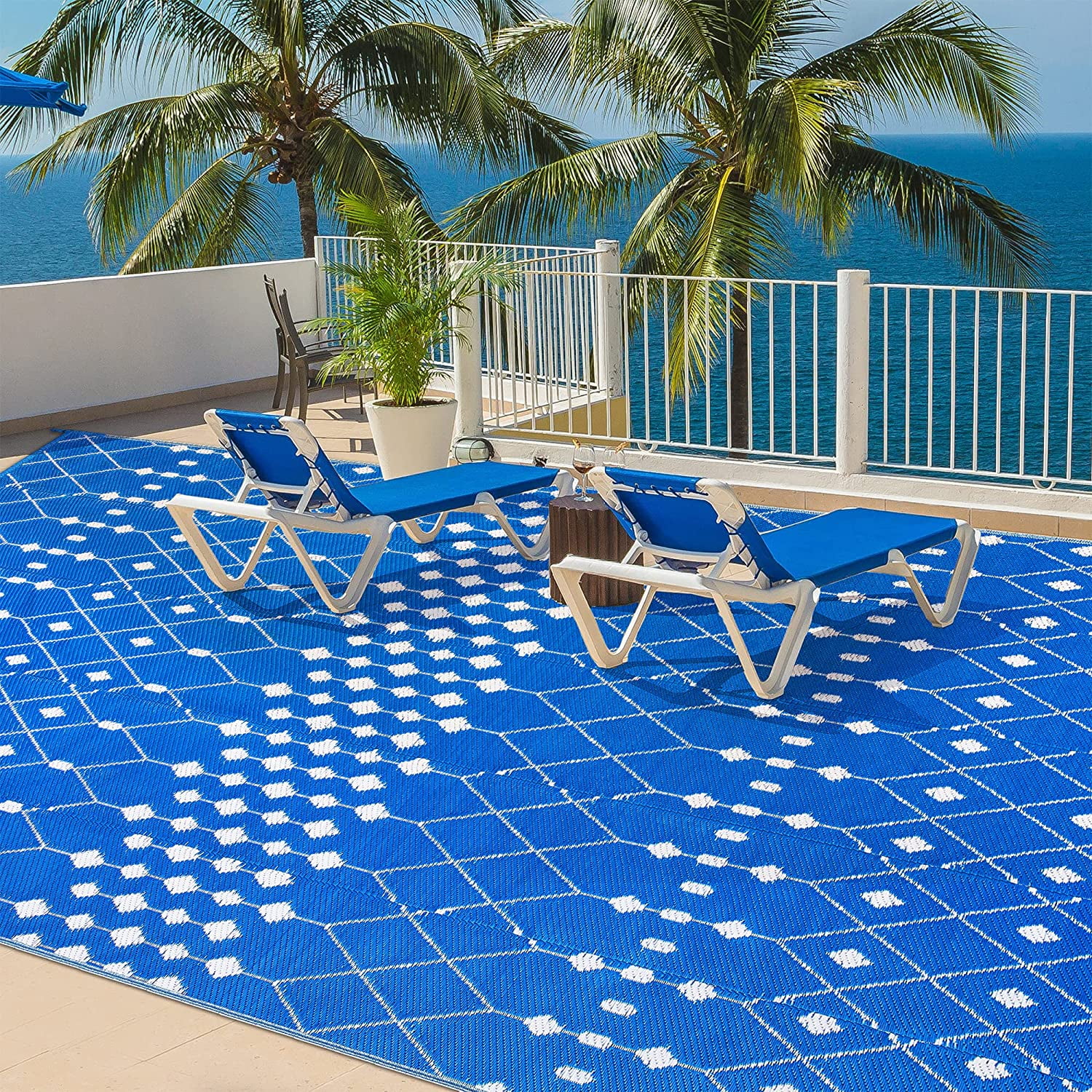 Hidove 6'x9' Outdoor Rug for Patio Clearance,Plastic Waterproof Boho