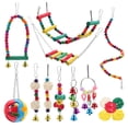thumbnail image 1 of Juguetes únicos para ninfas, columpio para loros, set de juguetes para masticar para aves mascotas, 15 Pcs de campanas colgantes multifuncionales, escaleras de escalada, 1 of 1