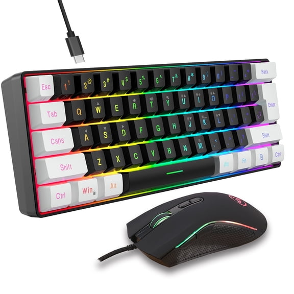 Gaming Keyboard and Mouse Combo,Wired Gaming Mouse,Colorful LED Lighting,4-Level DPI Max 3600DPI for PC Laptop