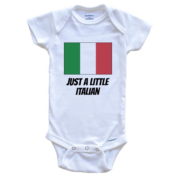 Just A Little Italian Cute Italy Flag Baby Bodysuit, 0-3 Months White
