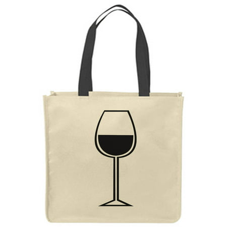 

Canvas Tote Bags Wine glass silhouette half empty or full drink alcohol champagne Reusable Shopping Funny Gift Bags