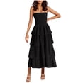 thumbnail image 2 of TACILIP Robes d'Été pour Femmes, Mode Robe Sans Bretelles Aguichant à Col Rond Sans Manches Unie Décontractée Confortable pour Toutes les Occasions, Robe Maxi, 2 of 8