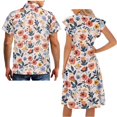 thumbnail image 5 of Garronmavis Pink Flower Matching Couple Outfits Husban and Wife Clothing Women's V-neck Dress Size 2XS Summer Hawaiian Dresses and Men's Short Sleeve Shirt Light Beach Tops, 5 of 7