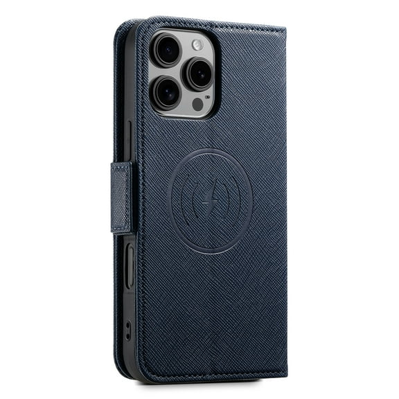 Compatible with iPhone 16 Pro Wallet Case,[Compatible with Magsafe] [Flip Folding Stand]PU Leather Flip Case RFID Blocking Credit Card Holder Folio Magnetic TPU Shockproof Cover,Blue