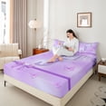 thumbnail image 4 of Manfei Purple Bow Butterfly 4-Piece Full Size Sheets for Children Kids Teens,Letter Monogrammed Initial J Bed Sheets,Bling Glitter Lightweight Sheet Sets,Graffiti Splash Home Decor, 4 of 7