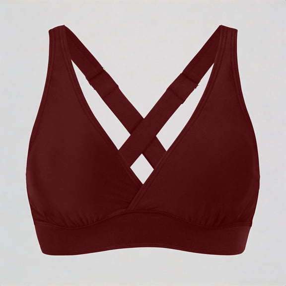 Daznico Women Elastic Swimwear Tops Underwire Full Coverage Bikini Top Push Up Swim Crop Top Tie Back Bathing Suit Tops,XL