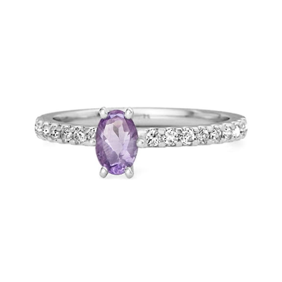 Mooneye 925 Sterling Silver 0.62 Ctw Amethyst Solitaire Accent Dazzling Mother's Day Gift Ring