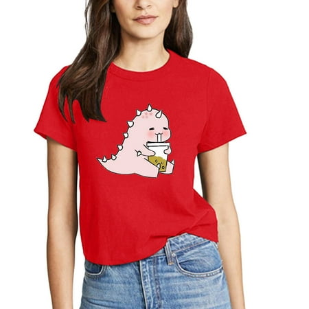 

Fsqjgq Workout Clothes Valentine s Day Cartoon Short Sleeved Men and Women Lovers Cotton T Shirt Women Plain Sleep Shirts Women Red M