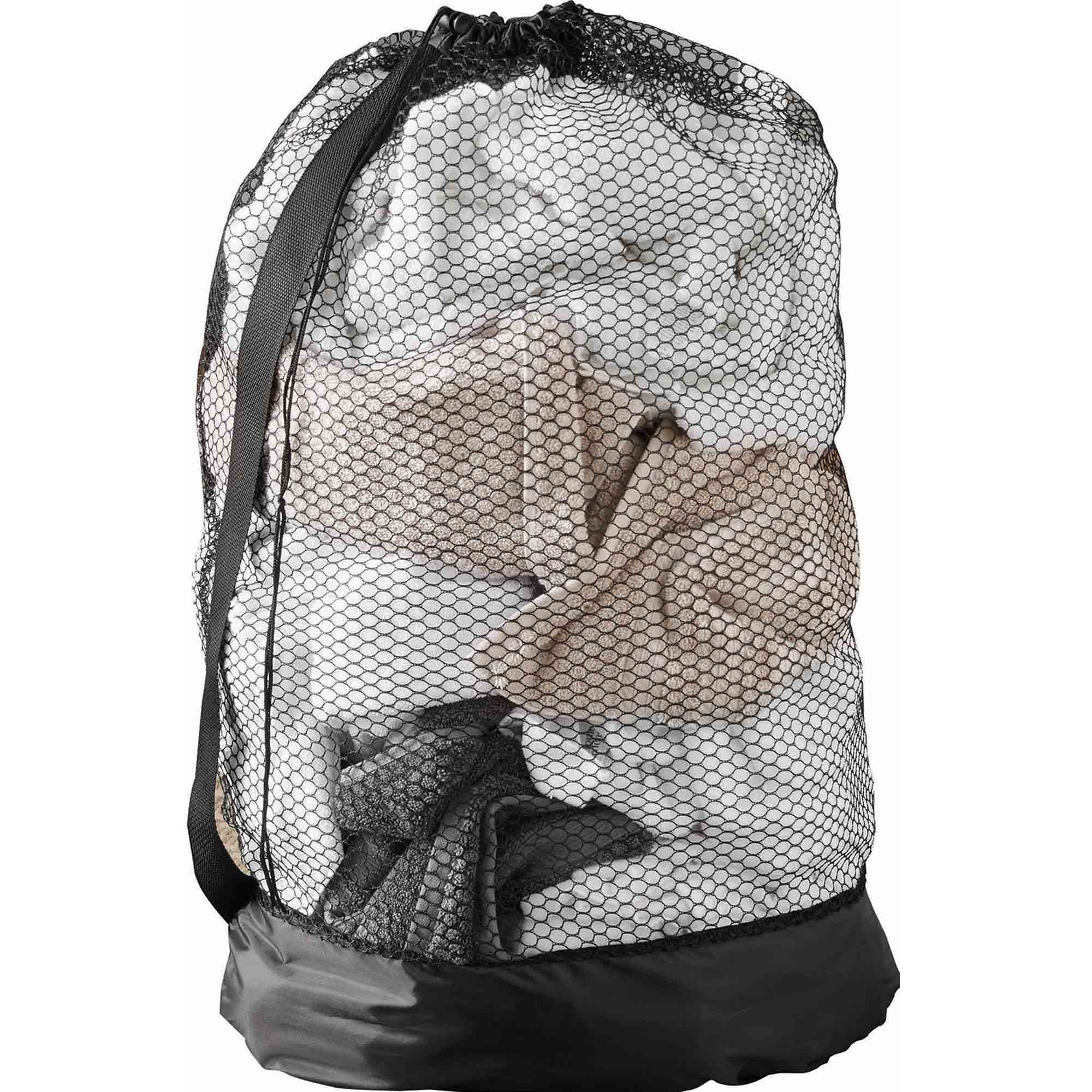 Black Polyester Large Laundry Bag Clothes Storage Drawstring Backpack 