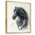 thumbnail image 3 of Designart 'Close Up of Friesian Horse With Long Manes' Farmhouse Framed Canvas Wall Art Print, 3 of 5