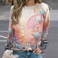 thumbnail image 2 of Sweatshirt For Womens Crewneck Simple Colored Ripple Hoodies Teen Girls Cute, 2 of 7