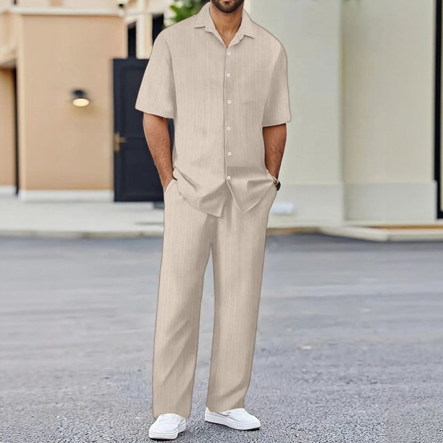 Men's Stylish Casual Suits Set for Everyday Wear Sports Relaxation Beach Activities Comfortable Fit Pure Color Design Spring Summer Seasons