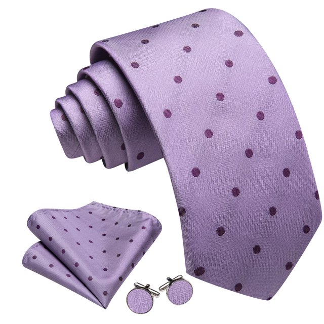 Conjunto de corbata Barry.Wang de seda con lunares lilas, 150 cm