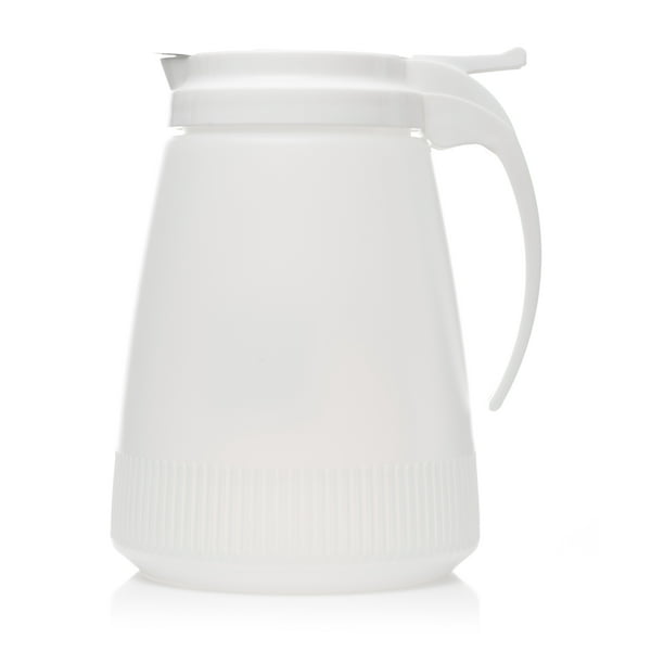 [2 Pack] 48oz Plastic Syrup Dispenser with Plastic Lid and Stainless