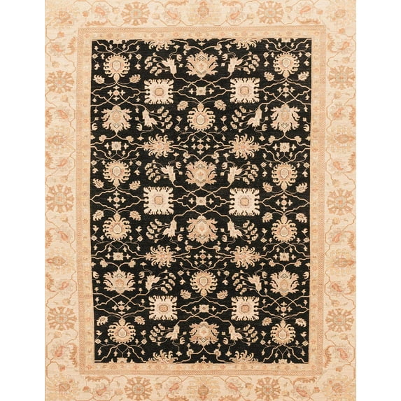 Ahgly Company Indoor Rectangle Abstract Dark Brown Oriental Area Rugs, 6' x 9'