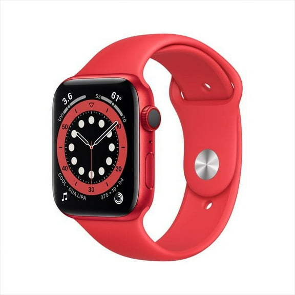 Restored Apple Watch Series 6 GPS   Cellular, 44mm Red Aluminum Case with Black Sport Band - Regular (Refurbished)