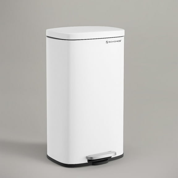 8 Gallon Trash Can with Lid, Garbage Can, Stainless Steel Small Waste Bin with Step Pedal and Inner Bucket, Soft Close, Kitchen