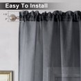 thumbnail image 6 of OVZME Dolly Black Solid Sheer Valance Kitchen Curtains 24 Inch Length 2 Packs, Faux Linen Texture Volie Curtain Tiers for Living Room/Bedroom Small Window Dual Rod Pockets Short Drapes, 30W x 24L, 6 of 7